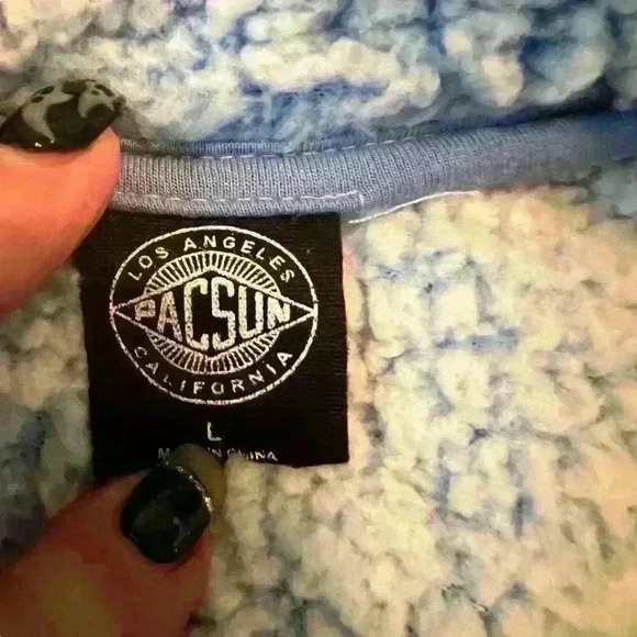 Pac Sun Sz L Simone Sherpa Henley Cropped Cozy Comfy - Picture 5 of 15